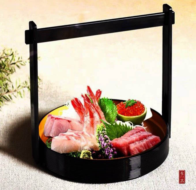 Khay bày Sushi có quai cầm phong cách Nhât Bản 